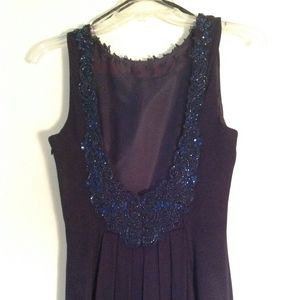 Blue Beaded Open Back Dress